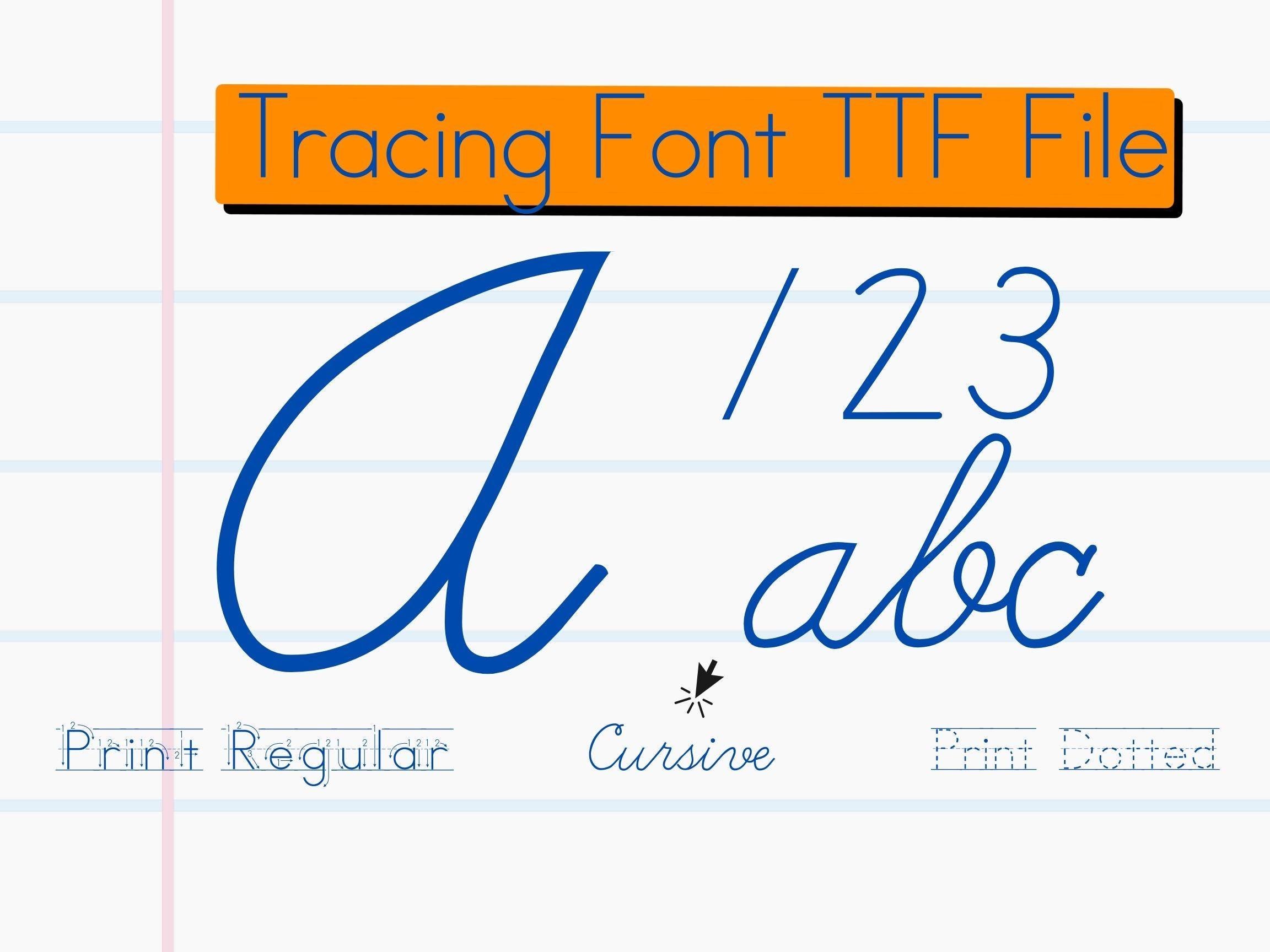 Cursive Tracing Font, Student Handwriting Practice (TTF File) - Etsy