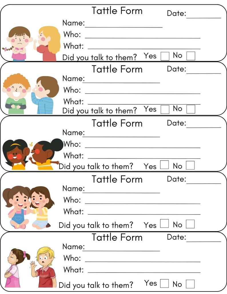 Tattle Form Classroom Teacher Downloadable Printable Etsy