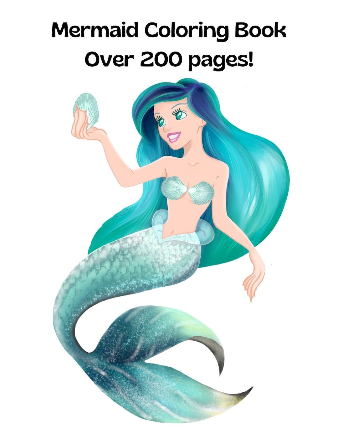 Mermaid Coloring Book Bundle Over 200 Pages Downloadable Pdf File. Free Mermaid Font TTF OTF ...
