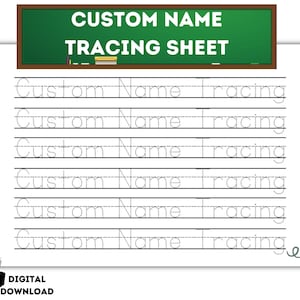 Hoja de trazado de nombres personalizada, trazado de nombres personalizado, hoja de actividades de letras para preescolar, práctica de escritura a mano para jardín de infantes, hoja de trabajo para educación en el hogar