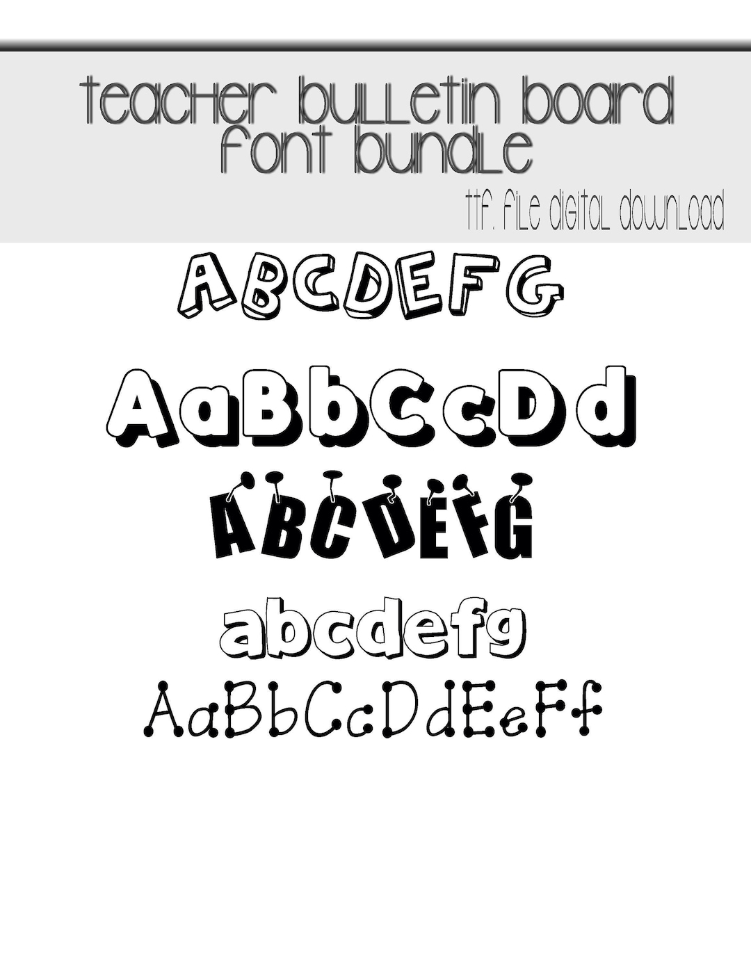 5 Bulletin Board Fonts. Classroom, Homeschool, Teacher, Worksheets