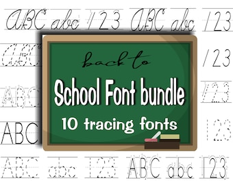10 tracing font bundle! 5 print 5 cursive. Great for classroom, handwriting practice sheets, name tracing, numbers etc. teacher/student font