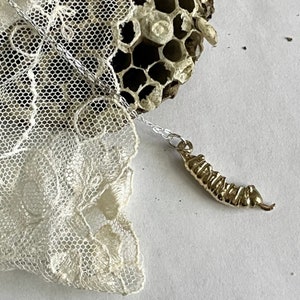 2nd INSTAR Necklace / handmade, monarch butterfly, caterpillar, in sterling silver or bronze