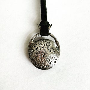 Horned Moon Amulet / realistic, dark side and full moon, lunar necklace, handmade of sterling silver or bronze