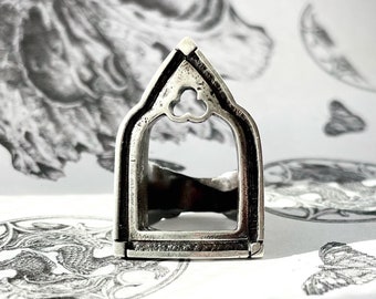 Collinwood Ring / church cathedral gothic window frame handmade in sterling silver
