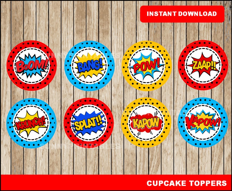 Superhero cupcakes toppers; printable Tremendous Hero toppers, Superhero get together toppers fast obtain photo regarding Superhero Cupcake Toppers Printable identified as Superhero cupcakes toppers; printable Tremendous Hero toppers, Superhero bash toppers fast obtain