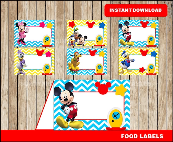 Mickey Mouse Food Labels Printable Mickey Mouse Clubhouse Etsy