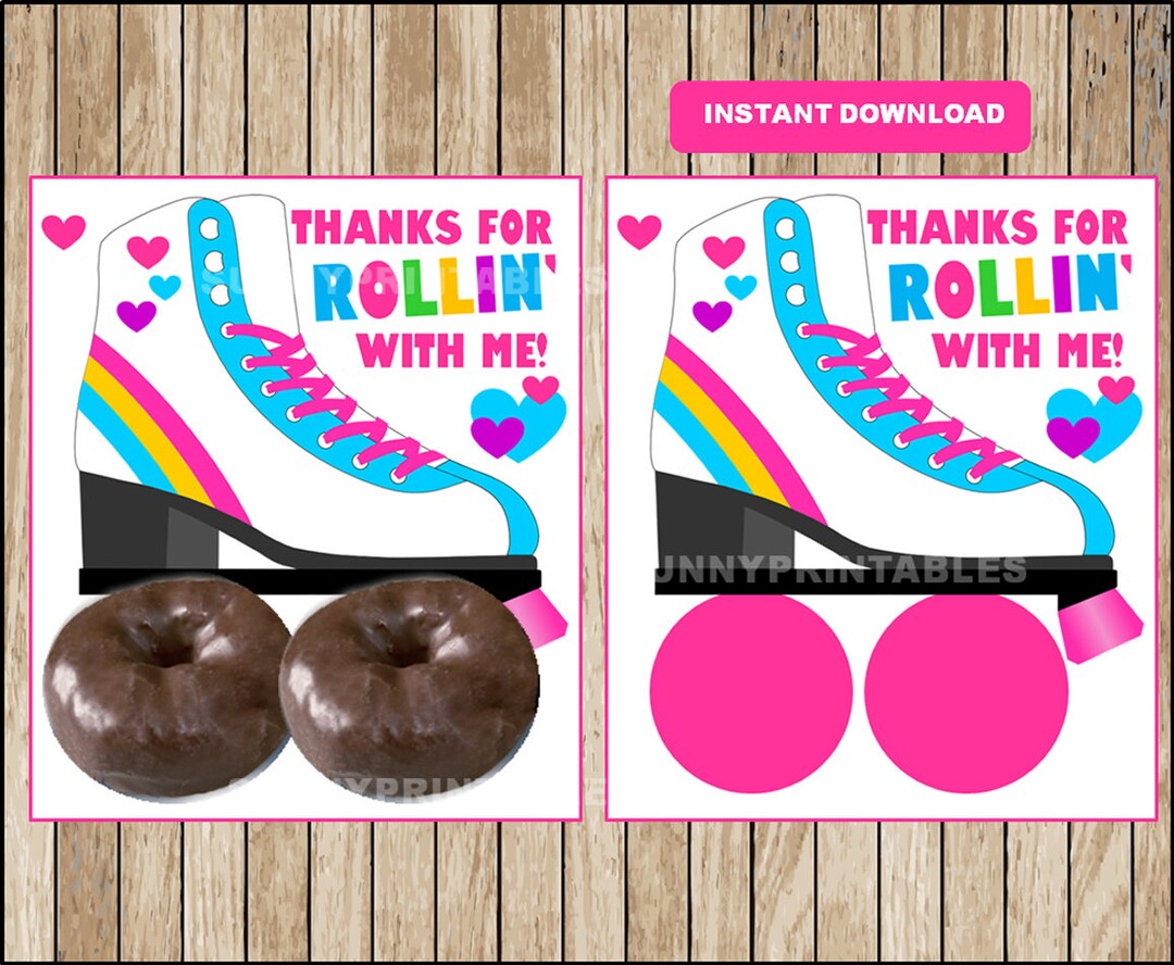 Printable Skate Party Favor Card Roller Derby Print Out for Small ...