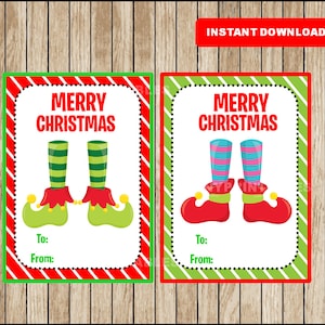 Printable Christmas Gift Tags - Christmas Favor Tags - Christmas present tags - Elf tags - Instant Download