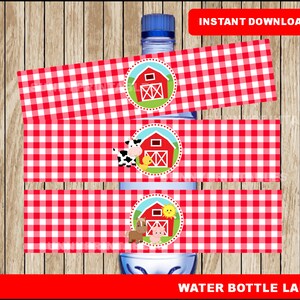 Farm water bottle labels; printable Farm Bottle labels, Farm party water bottle instant download