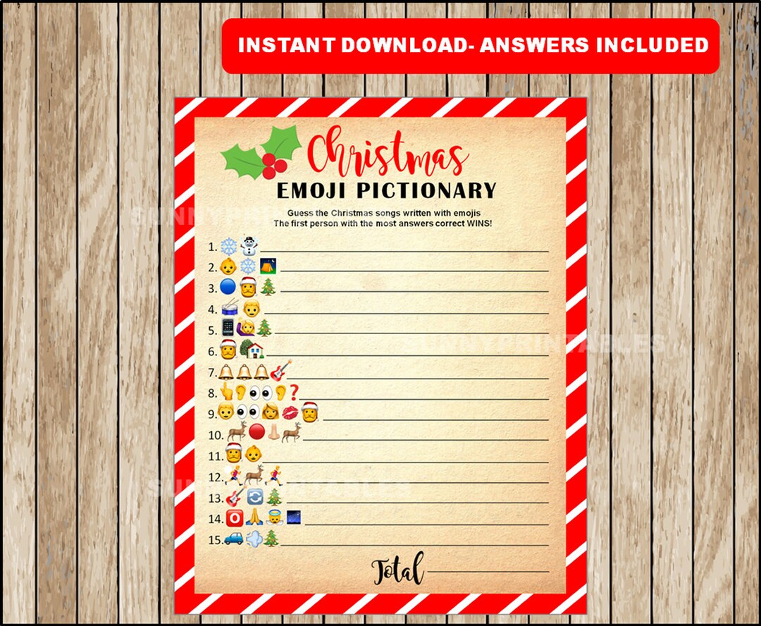 Christmas Songs EMOJI Pictionary, Christmas Party Game, ANSWERS ...