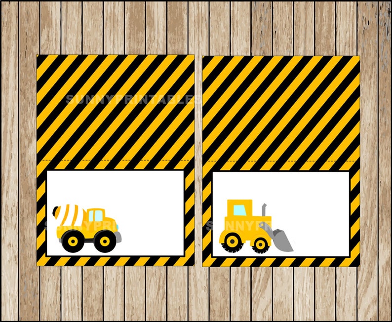construction food labels printable construction tent cards etsy