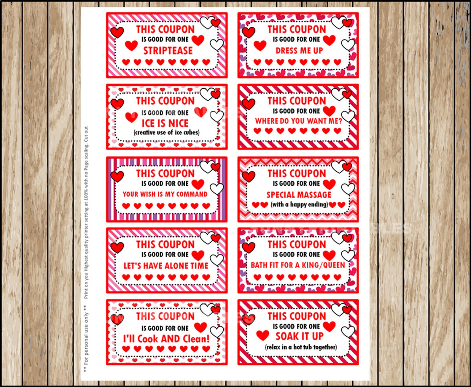 Printable Coupons for Adults 40 Different Cards for Husband - Etsy