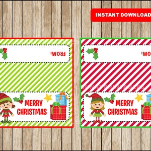 Christmas Treat Bag Toppers, Christmas Bag Topper Printable DIY Party Favors, Holiday Bag Tags Christmas Labels Instant Download