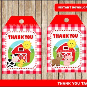 Farm tags; printable Farm Thank you Tags, Farm party tags instant download