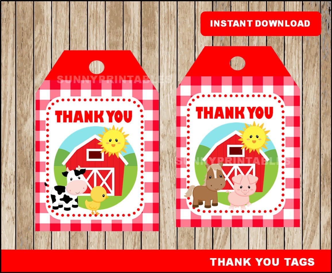 Farm tags printable Farm Thank you Tags Farm party tags Etsy