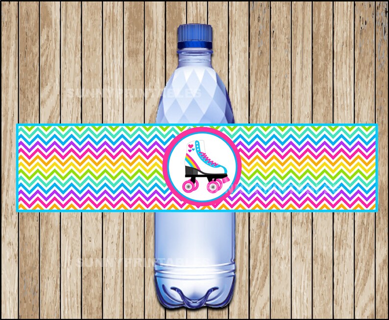 roller skate water bottle labels printable roller botle etsy