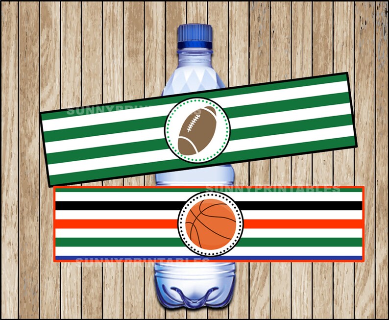 Sports water bottle labels printable sports Botle labels Etsy