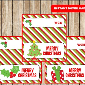 Christmas Treat Bag Toppers, Christmas Bag Topper Printable DIY Party Favors, Holiday Bag Tags Christmas Labels Instant Download