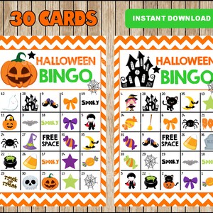 Printable 30 Halloween Bingo Cards; Printable Halloween Bingo Game ...