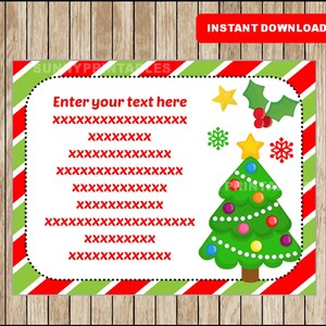 クリスマスツリー型サンキューノート キッズ - ギフト - 子供用 - ノートカード - サンキューカード - 独自のテキストを入力 - 編集可能