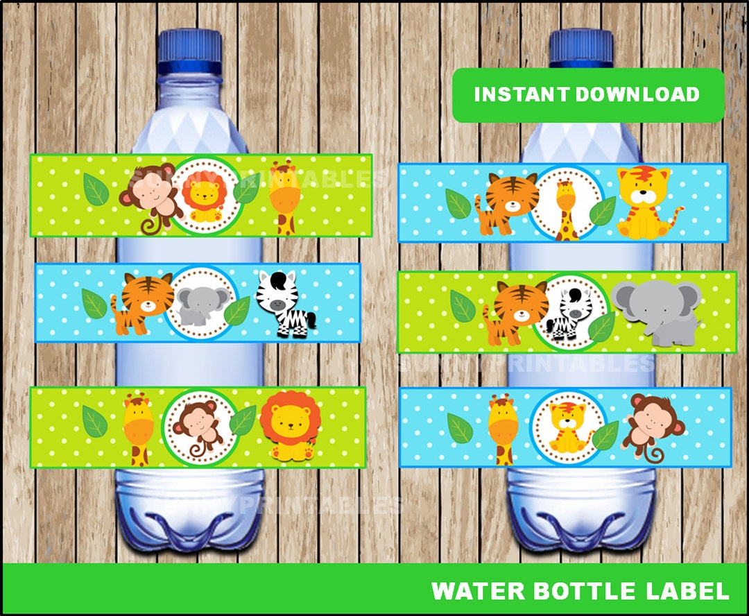 Safari Water Bottle Labels; Printable Safari Baby Shower Water, Safari ...