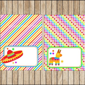 Mexican Fiesta Food Labels; Printable Mexican Fiesta Tent Cards, Cinco ...