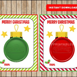 Play-Doh Ornament Geschenkkarte, Klasse Weihnachtsgeschenke, kleines Geschenk, DIY Spielteig Mini Geschenk, Schrift Weihnachtsgeschenkkarte, INSTANT DOWNLOAD