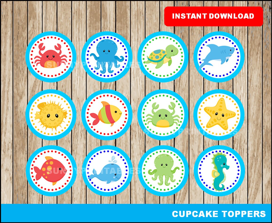 Under The Sea cupcakes toppers printable Under The Sea Etsy