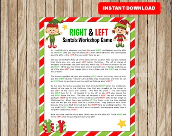 Elf Right & Left story, game, Baby or Bridal shower game, hilarious party, family game, Christmas Game, winter game, Instant Download