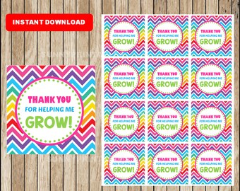 Teacher Appreciation Thank You tags,  Teacher Appreciation Gift cards, Printable Teacher Appreciation Cards and Sticker  instant download