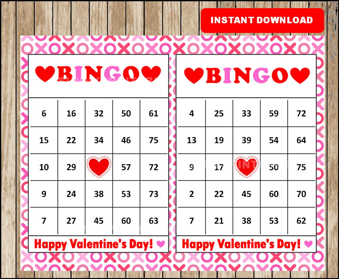 Printable 30 Valentine's Bingo Cards Printable Valentine | Etsy