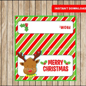 Christmas Treat Bag Toppers, Christmas Bag Topper Printable DIY Party Favors, Holiday Bag Tags Christmas Labels Instant Download