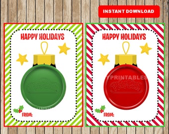 Play-Doh Ornament Gift Card, Class Holiday Gifts, Small Gift, DIY Play Dough Mini Gift, Scripture happy holidays Gift Card, INSTANT DOWNLOAD