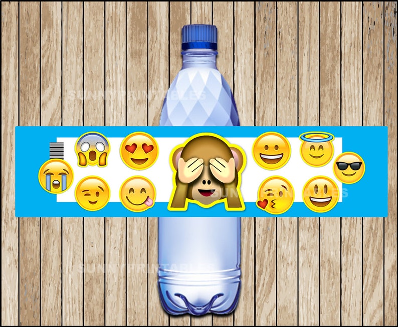 Emoji water bottle labels printable Emojis water Emoji party | Etsy