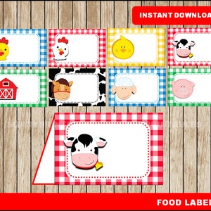 Farm food labels; printable Farm tent cards, Farm party food tent cards instant download