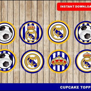 Real Madrid CF Birthday Decorations, Soccer Theme Party Supplies with Happy  Birthday Banner, Cake Topper, Cupcake Toppers, Foil Balloons for Kids  Adults Birthday Party Favors