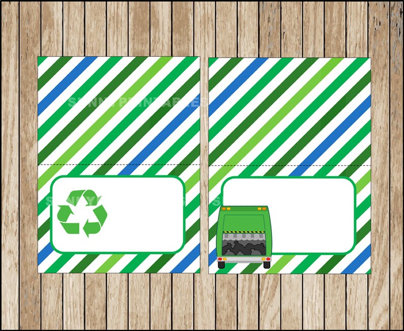 garbage truck food labels printable garbage truck tent cards etsy