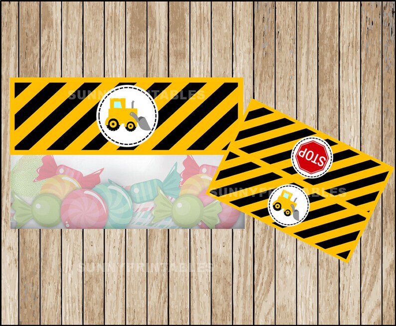 Construction bags toppers printable Construction treat bags | Etsy