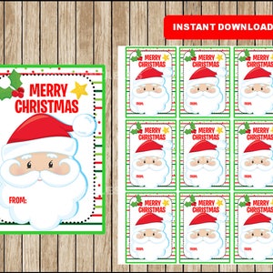Printable Christmas Gift Tags - Christmas Favor Tags - Christmas present tags - Santa tags - Instant Download