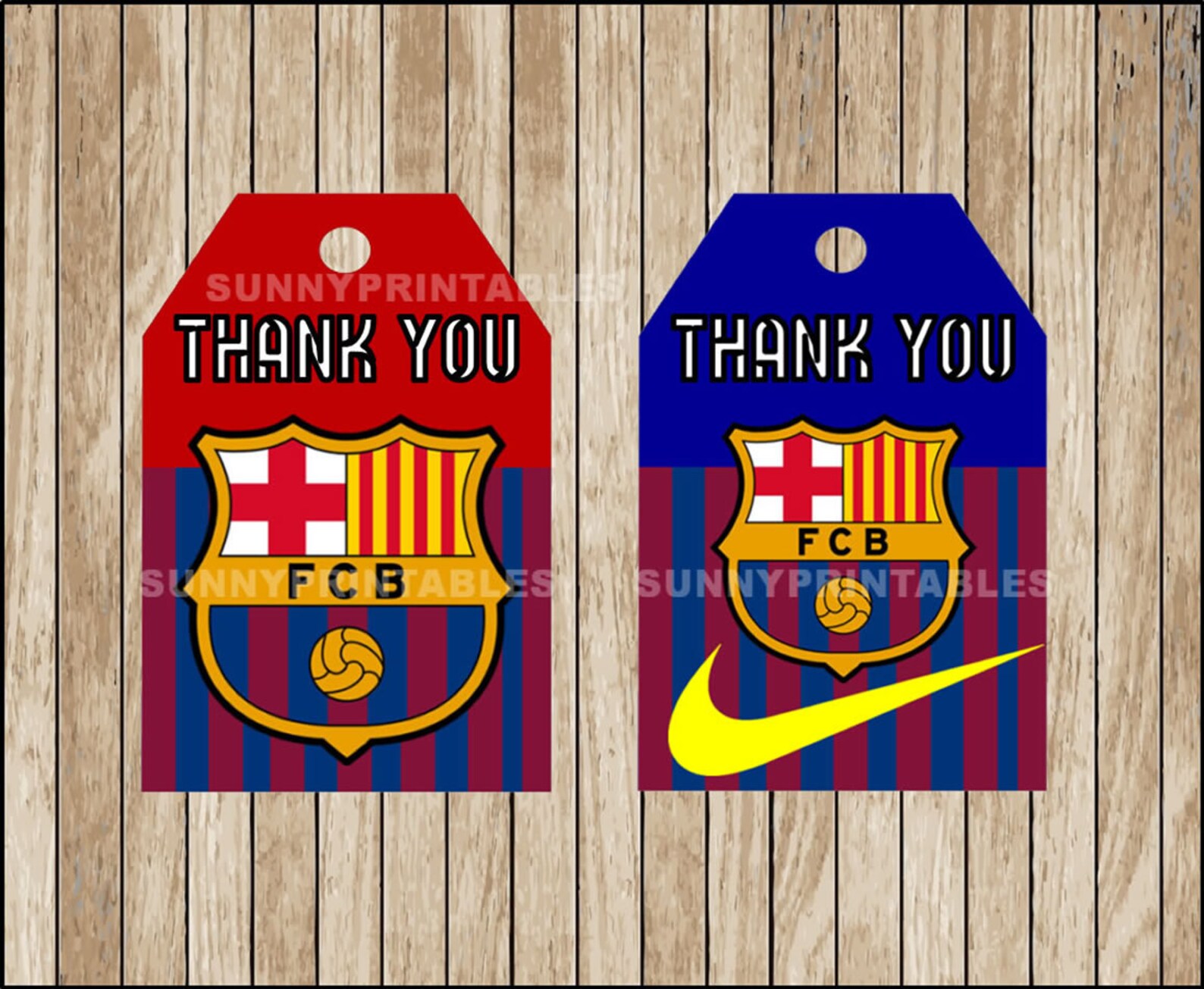 FC Barcelona tags printable FC Barcelona Thank you Tags Etsy