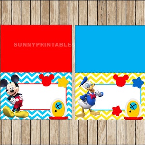 Mickey Mouse Food Labels; Printable Mickey Mouse Clubhouse Tent Cards ...