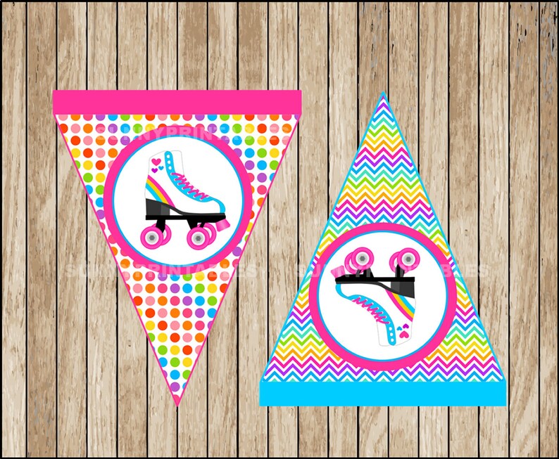 Roller Skate triangle banner printable Roller Skating banner | Etsy