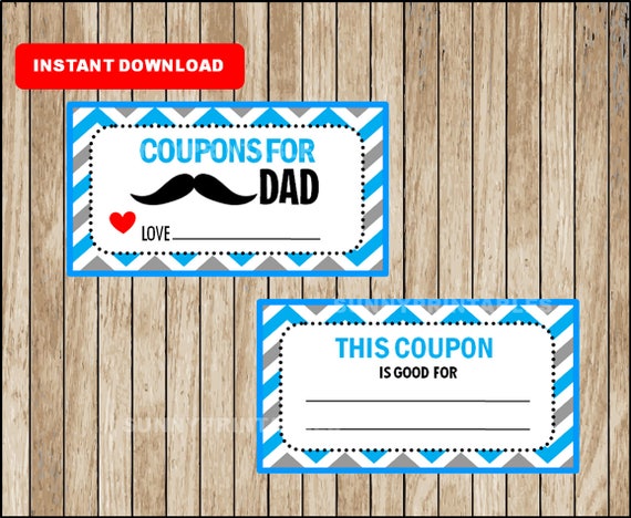 Father S Day Blank Printable Coupons Last Minute Present Etsy