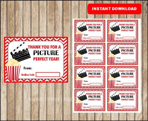 Thank you for a picture perfect year Teacher Thank You Card Teacher Appreciation Card teacher movie gift card holder INSTANT DOWNLOAD