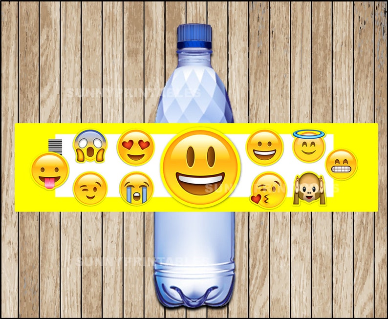 Emoji water bottle labels printable Emojis water Emoji party Etsy
