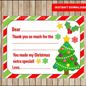 Weihnachtsbaum Fill-In Thank You Notes Kids - Geschenke - Kinder - Notizkarten - Dankeskarten - fill in the blank