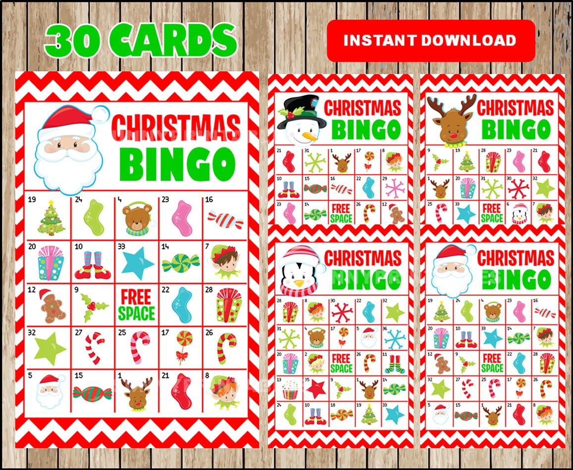 30 Free Printable Christmas Bingo Cards