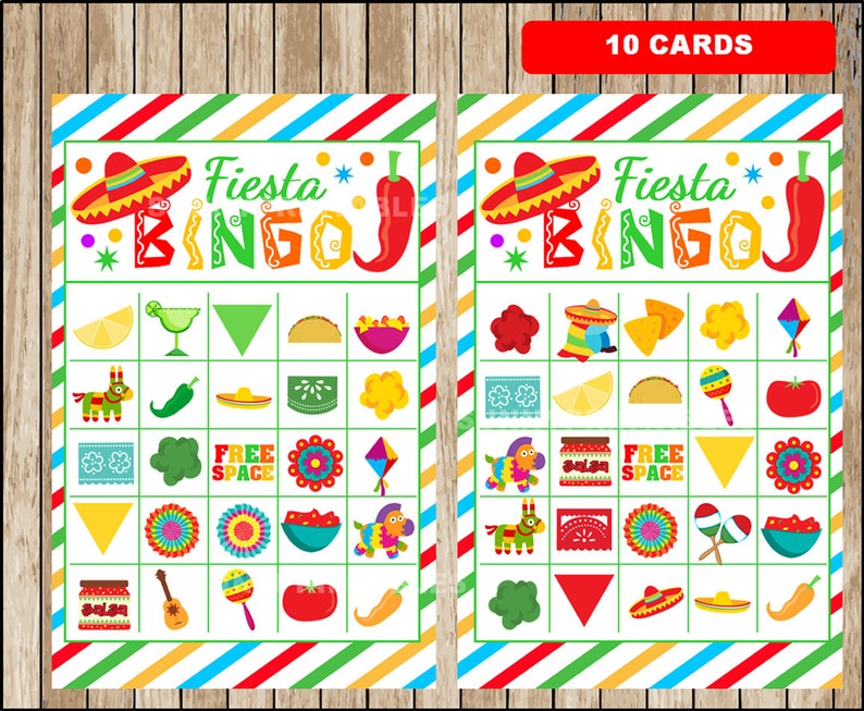 Mexican Fiesta Bingo 10 Cards Printable Mexican Fiesta Bingo | Etsy