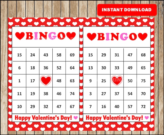 Printable 30 Valentine's Bingo Cards Printable Valentine | Etsy